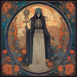 beautiful tarot illustration of death, in the style of sam guay and, mystical colors, trending on artstation